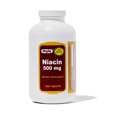 Rugby Niacin 500mg - Vitamin B3 Supplement for Men and Women - 1,000 Tablets (1-Pack)
