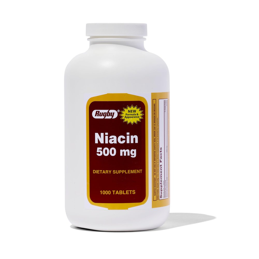 Rugby Niacin 500mg - Vitamin B3 Supplement for Men and Women - 1,000 Tablets (1-Pack)