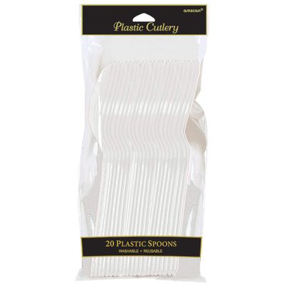 Vibrant Frosty White Plastic Spoons (Pack Of 20) - Eco-Friendly, Durable & Eye-catching, Perfect For Parties & Events