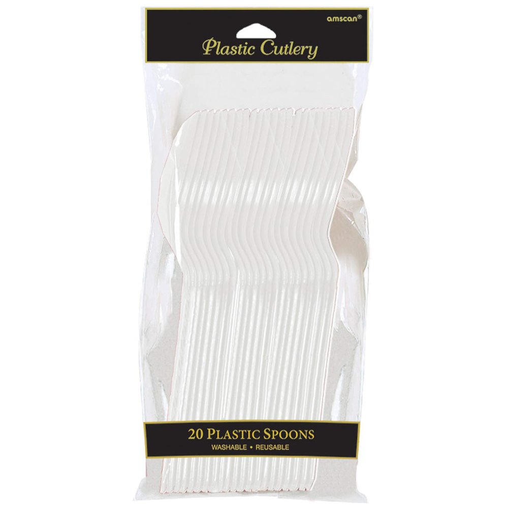 Vibrant Frosty White Plastic Spoons (Pack Of 20) - Eco-Friendly, Durable & Eye-catching, Perfect For Parties & Events