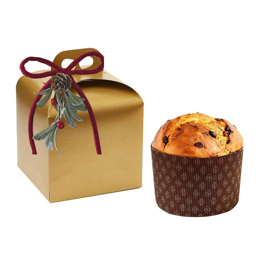 Deluxe Gold Holiday Large Panettone Cake Mold Pan Gift Box - Pack of 6 Boxes - 8'' x 8'' x 7'' - White - Boxes ONLY