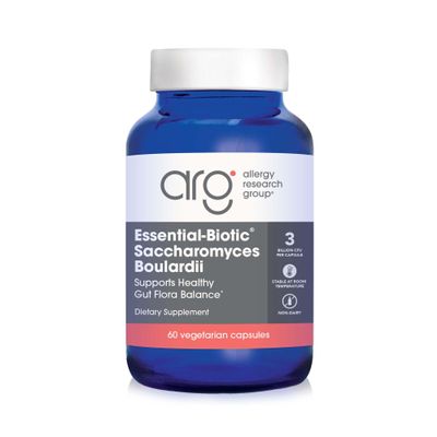 Allergy Research Group Essential-Biotic Saccharomyces Boulardii 450mg Probiotic Supplement - S. Boulardii Probiotic Yeast, Friendly Bacteria Establishment, GI Tract Support - 60 Count