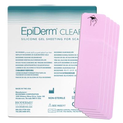 Epiderm Silicone Gel Scar Strips - Premium-Grade Silicone Scar Tape for Optimal Scar Care - Versatile, Flexible & Reusable - for C-Section, Tummy Tuck & Cardiac Surgery Scars - 1.4"x6",5-Pack, Clear