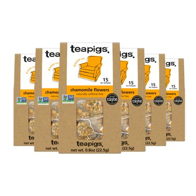 teapigs Chamomile Flowers Tea, 15 Count (Pack of 6)