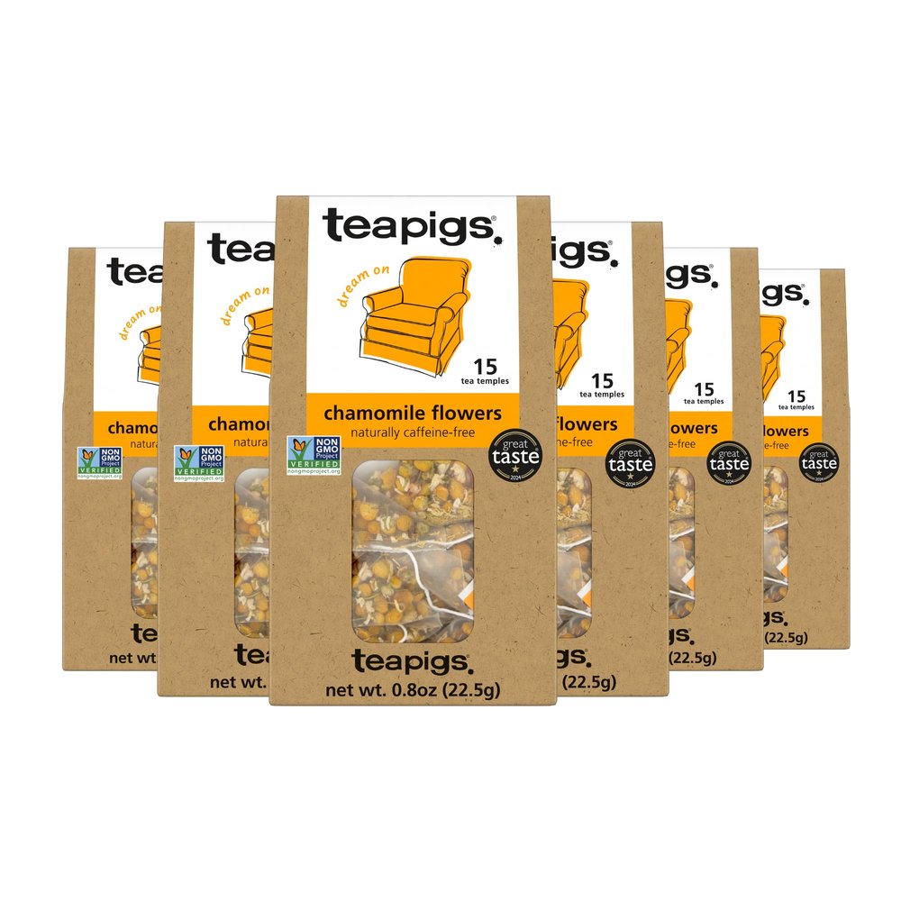 teapigs Chamomile Flowers Tea, 15 Count (Pack of 6)