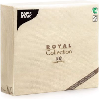 PAPSTAR Ivory Linen-Feel Large Square Napkins Dinner Size 3-Ply 50 Count | Decorative Disposable Colored Dinner Paper Napkins 16 x 16 Inch - Made In Germany