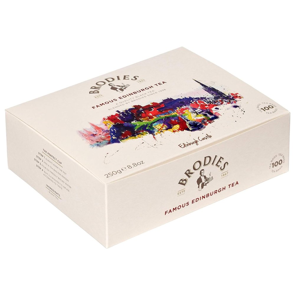 Brodies Tea, Famous Edinburgh Tea, Black Tea Imported from Scotland, Box of 100 Bags (Pack of 1)