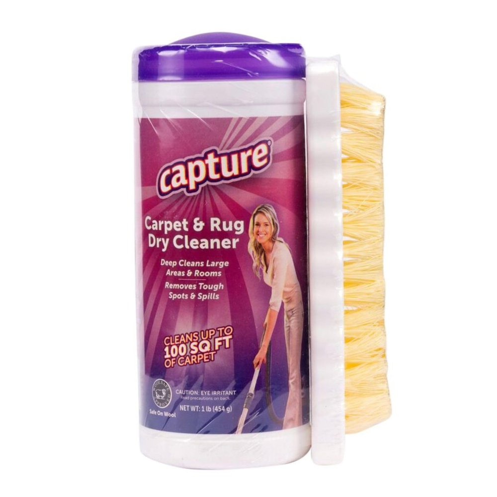 Capture Carpet & Rug Dry Cleaner w/Brush - Dogs & Cats Pet, Home, Car, Carpet Cleaner Powder - Strength Odor Eliminator, Stains Spot Remover, Non Liquid & No Harsh Chemical (1 lb)