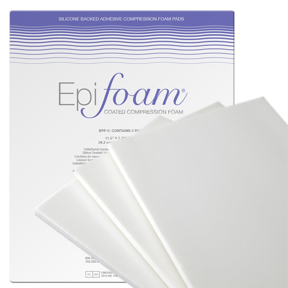 EpiFoam Silicone Coated Pads  Premium Durable Silicone Foam Dressing for Post-Surgical & Liposuction Recovery - Helps Balance Compression & Enhances Comfort - Includes 3 Sheets, 7.75 x 11.5 Inches