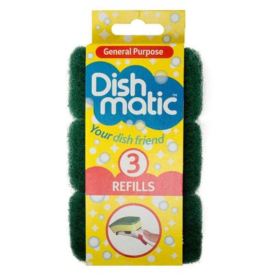 9x Heavy Duty Dishmatic Green Refill Sponges from Caraselle