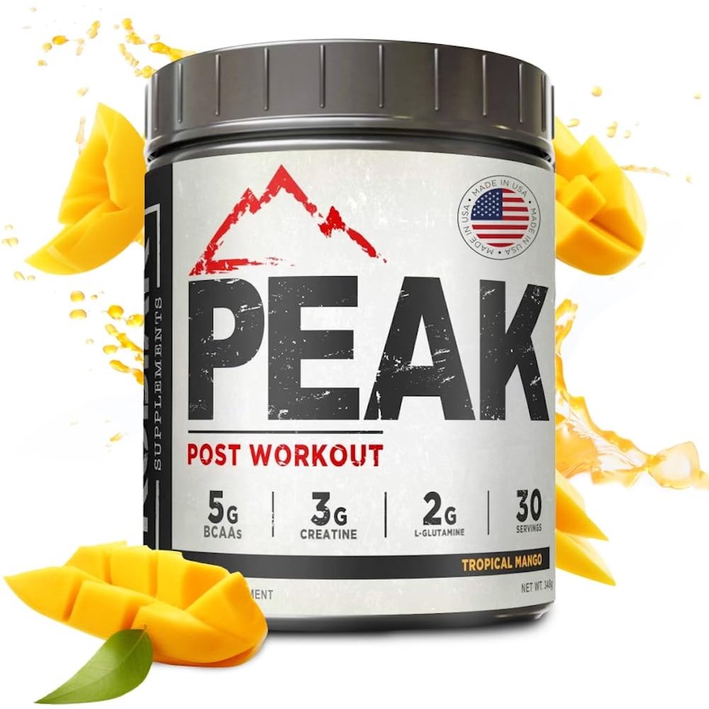 Kodiak Supplements Peak Post Workout - BCAA 2:1:1 Creatine - Glutamine - Muscle Recovery and Strength Building Supplement - 30 Servings - Tropical Mango