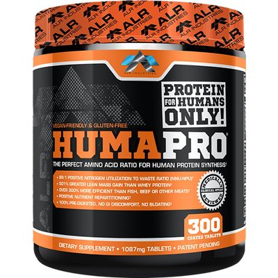ALR Industries Humapro Tablets | Amino Acids Protein Matrix for Humans | 99% Utilization for Lean Muscle | Vegan, Gluten Free | 300 Tablets / 60 Servings