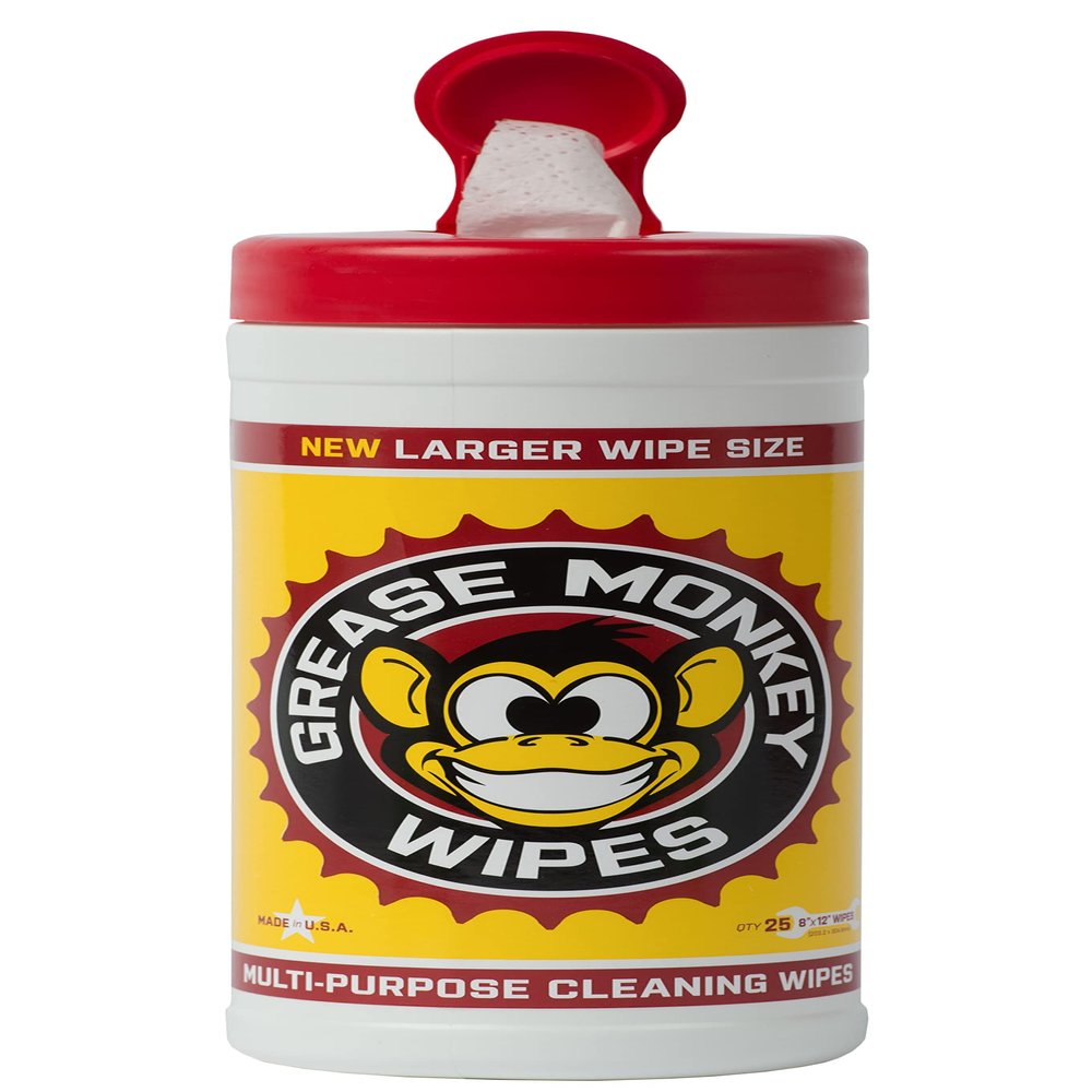 Grease Monkey Wipes, Multi-Purpose, Heavy Duty Cleaning Wipes Canister, 25-Count