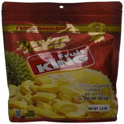 King Fruit - Vacuum Freeze Dried Durian Fruit - 3.5 Oz (Monthong Chunk) (1 Bag)
