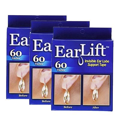 Earlift Invisible Ear Lobe Support Solution Support Peel & Press for Pierced Ears As Seen On Tv- 180 count