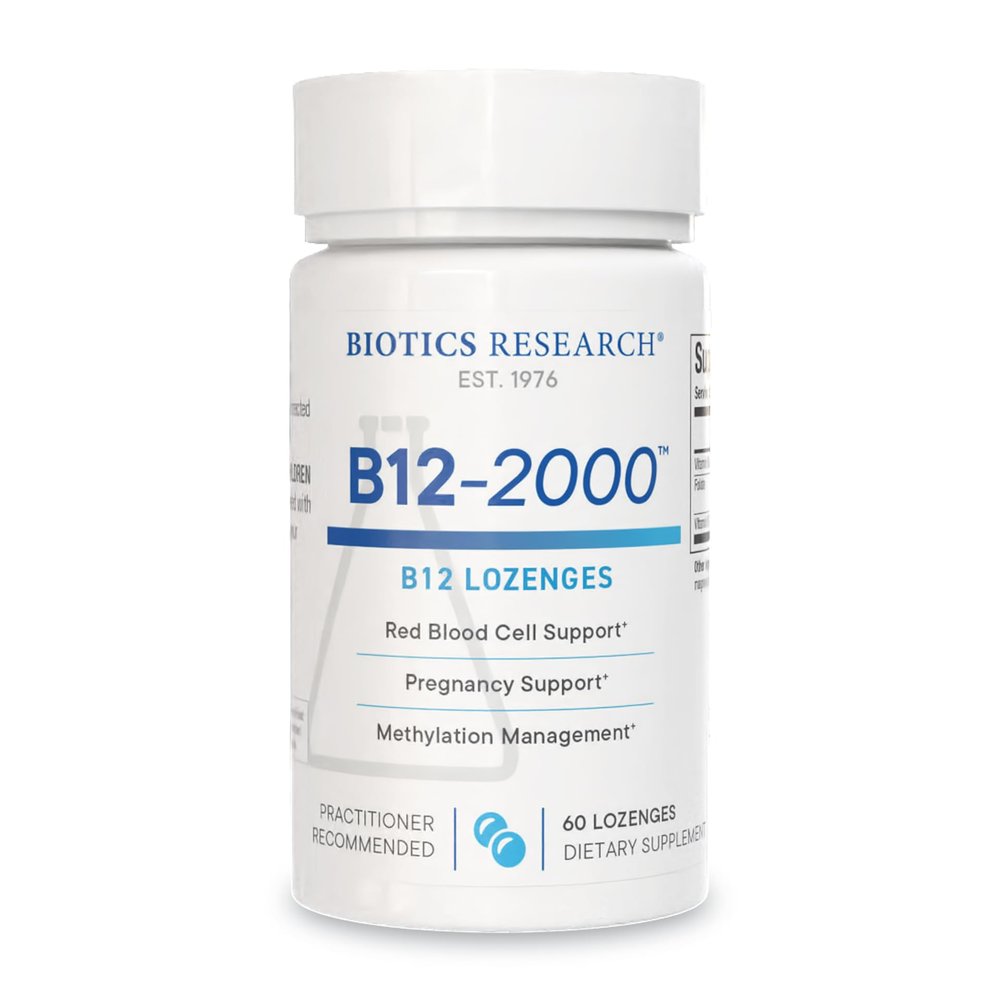 Biotics Research B12-2000 Vitamin B12 2000 mcg, B6, FolateB12 Sublingual Lozenges, Methylation Support Supplement, High Potency, Highly Absorbable, Natural, Berry Flavor, Dissolves Easily60 Count