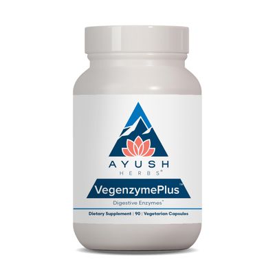 Ayush Herbs VegenzymePlus - Digestive Enzymes for Women & Men, Enzymes for Digestion with Bromelain, Lipase, Lactase, Protease, 100% Vegetarian Gut Health Supplement - 60 Capsules (1 Count)