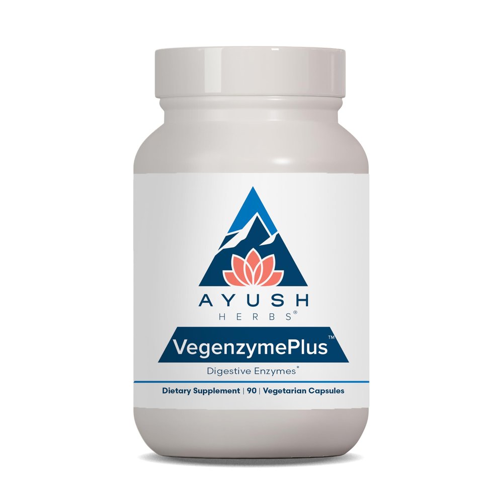 Ayush Herbs VegenzymePlus - Digestive Enzymes for Women & Men, Enzymes for Digestion with Bromelain, Lipase, Lactase, Protease, 100% Vegetarian Gut Health Supplement - 60 Capsules (1 Count)
