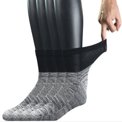 Yomandamor Men's 4 Pairs Diabetic Ankle Socks with Seamless Toe And Cushion Sole,L Size(Socks Size:10-13)