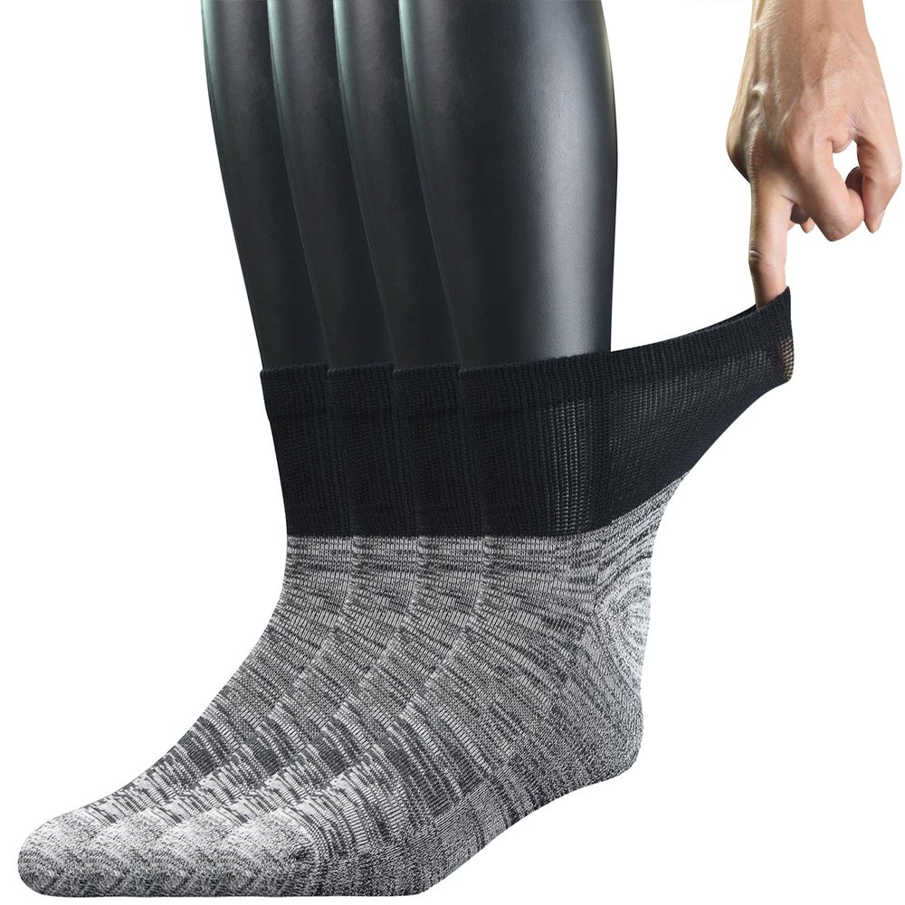 Yomandamor Men's 4 Pairs Diabetic Ankle Socks with Seamless Toe And Cushion Sole,L Size(Socks Size:10-13)