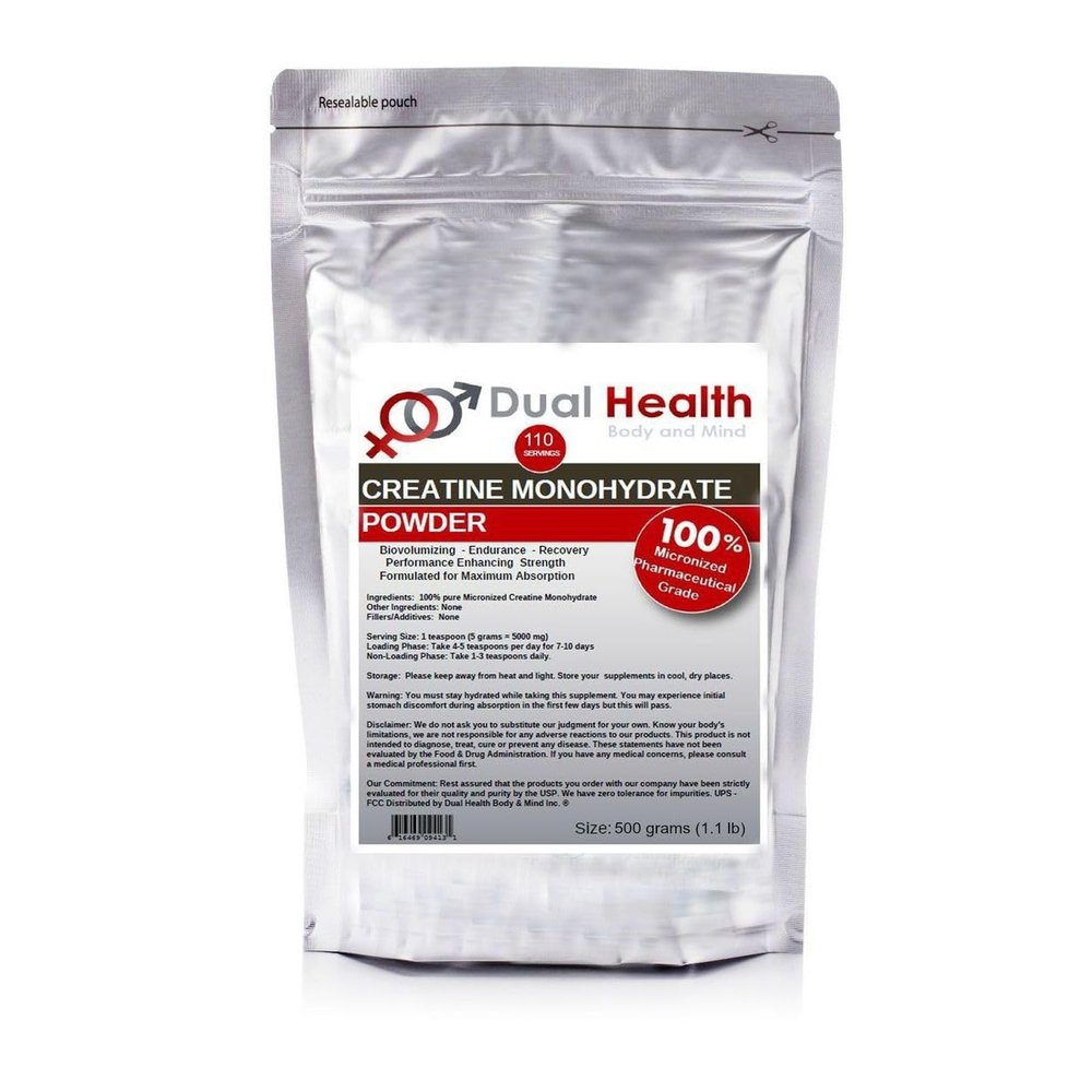 Creatine Monohydrate (500 Grams (1.1 lbs)) 200 Mesh Pure Micronized Powder Bulk Supplement Pre Workout, Body Building, Strength, Athletic Performance, Muscle Recovery, 5g (5000mg) Serving Size