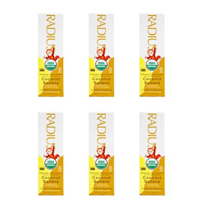 RADIUS USDA Organic Kids Toothpaste 3oz Non Toxic Chemical-Free Gluten-Free Designed to Improve Gum Health for Children's 6 Months and Up - Coconut Banana - Pack of 6