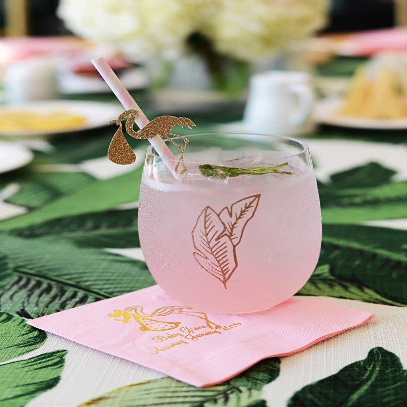 Flamingo Stork Party Straws. Baby Shower Decorations. Welcome Baby. Baby Sprinkle Decorations. 12CT.