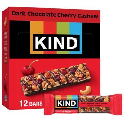 KIND Nut Bars, Dark Chocolate Cherry Cashew, Healthy Snacks, Gluten Free, 4g Protein, 12 Count