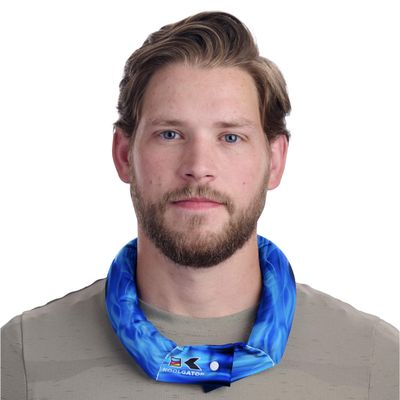 KOOLGATOR Evaporative Cooling Neck Wrap Reusable Neck Cooler with Long Lasting Relief During Hot Weather Activities, Sports, & Outdoor Work, Flames: Blue & Red, 1 Pack