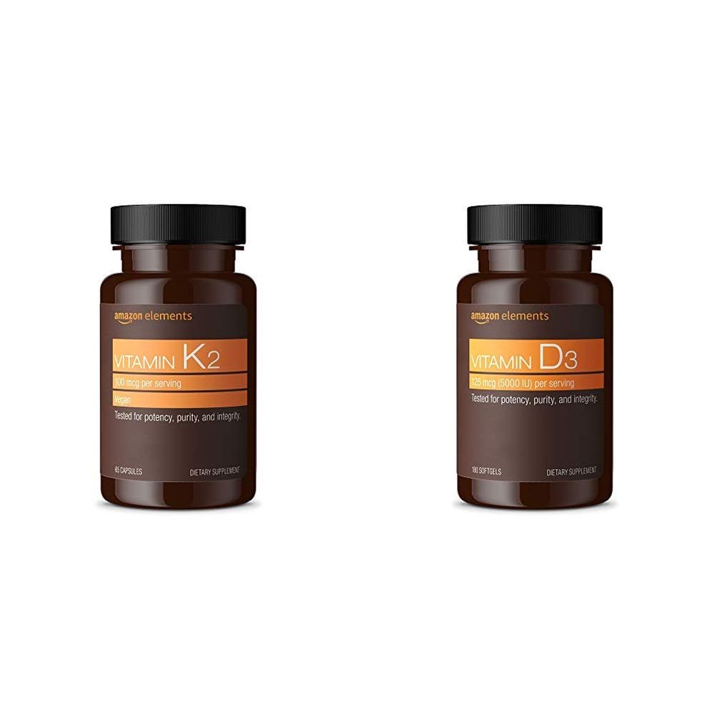 Amazon Elements Vitamin K2 (100 mcg, 65 Capsules) and Vitamin D3 (5000 IU, 180 Softgels)