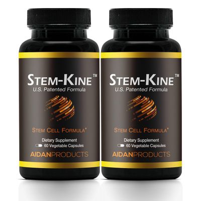 Aidan Products Stem-Kine Stem Cell Supplements, Clinically Proven to Increase Circulating Stem Cells, Pack of 2, Promoting Healing and Anti-Aging, 2 Pack of 60 Capsules Each