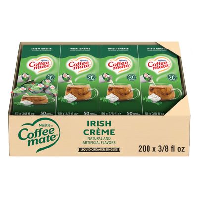 Nestle Coffee mate Coffee Creamer, Irish Creme, Liquid Creamer Singles, Non Dairy, No Refrigeration, 0.375 fl oz Tubs (Pack of 200)