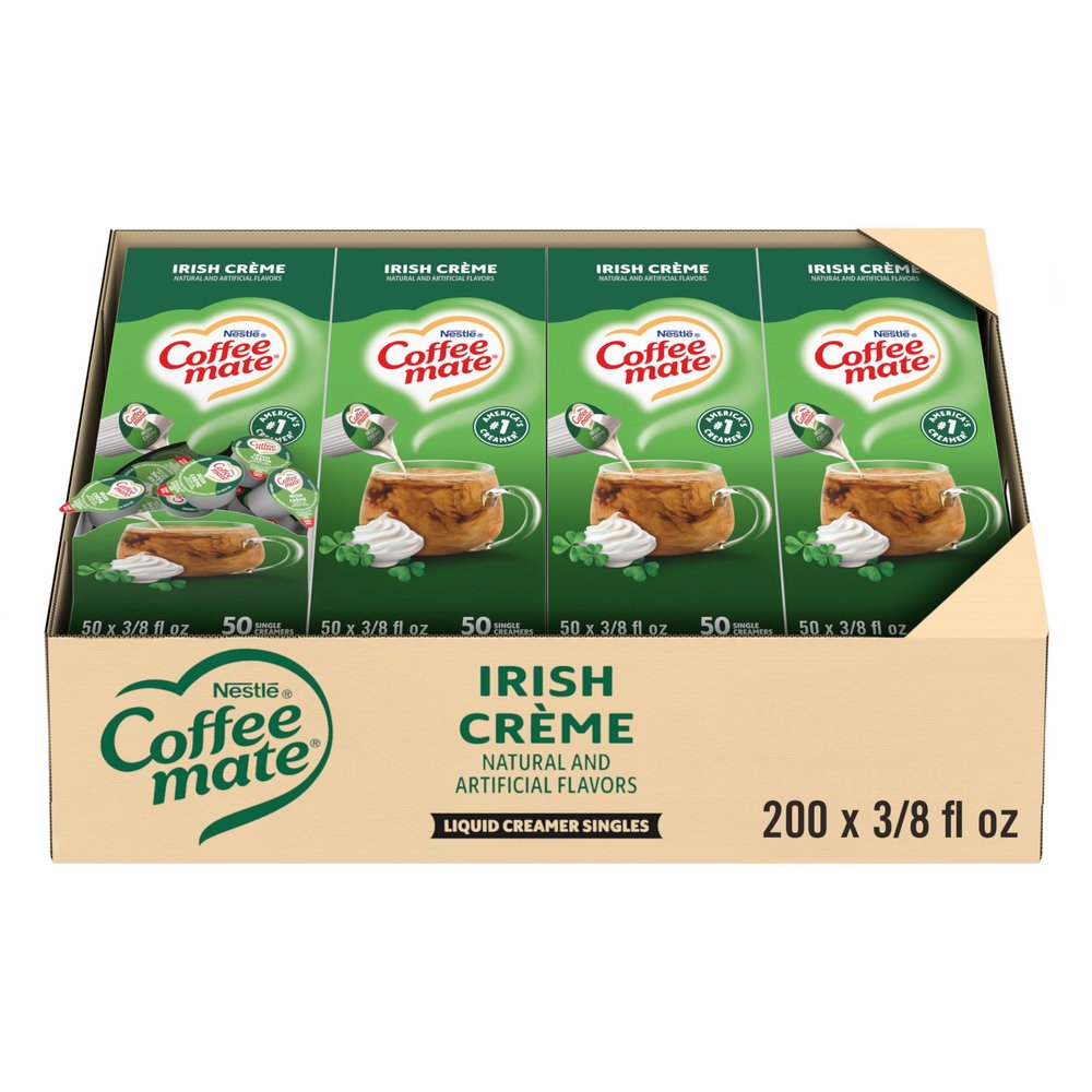 Nestle Coffee mate Coffee Creamer, Irish Creme, Liquid Creamer Singles, Non Dairy, No Refrigeration, 0.375 fl oz Tubs (Pack of 200)