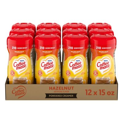 Nestle Coffee mate Coffee Creamer, Hazelnut, Non Dairy Powder Creamer, 15 oz Canister (Pack of 12)