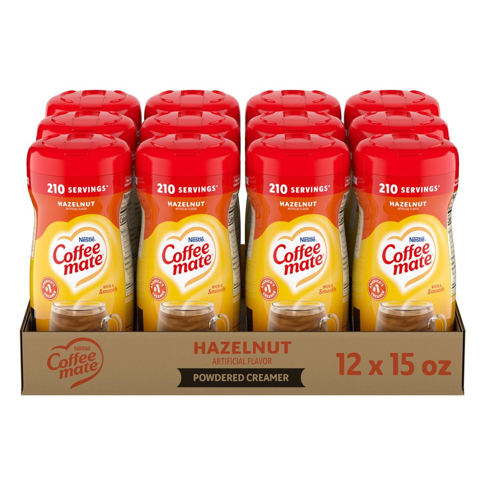 Nestle Coffee mate Coffee Creamer, Hazelnut, Non Dairy Powder Creamer, 15 oz Canister (Pack of 12)