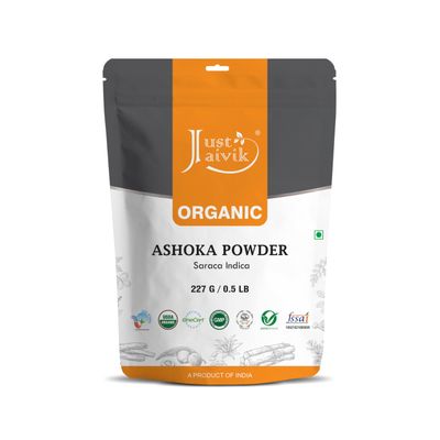 100% Organic Ashoka Bark Powder (Saraca Indica) 1/2 LB, 08 oz, 227g USDA Certified Organic- Biodegradable Resealable Zip Lock Pouch