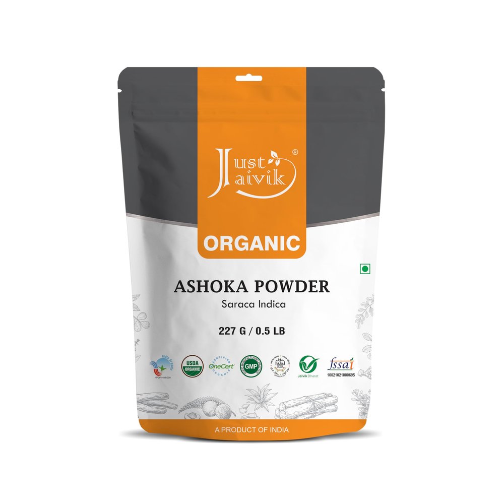 100% Organic Ashoka Bark Powder (Saraca Indica) 1/2 LB, 08 oz, 227g USDA Certified Organic- Biodegradable Resealable Zip Lock Pouch