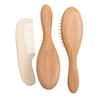 3PCS Wooden Hair Brush Comb Set Natural Goat Bristles Brush Hair Cleaning for Newborns Registry view 3