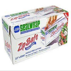 SealWrap Zipsafe Plastic Wrap, 12" Wide by 3000' Length, PVC, Clear