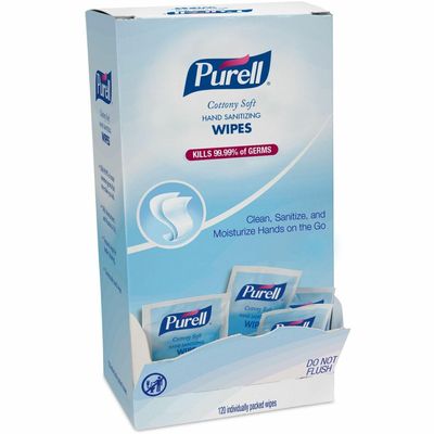 Purell Cottony Soft Hand Sanitizing Wipes, 120 Individually Wrapped Wipes in Self-Dispensing Display Box - 9027-12