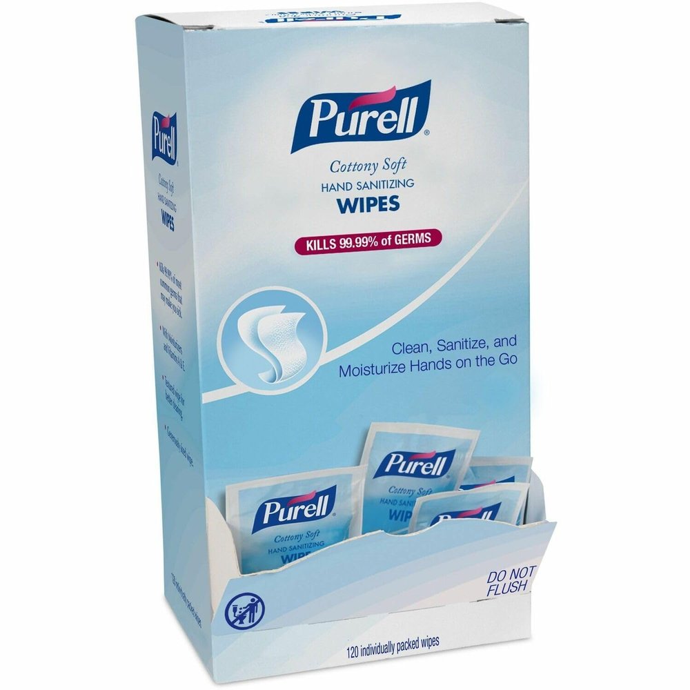 Purell Cottony Soft Hand Sanitizing Wipes, 120 Individually Wrapped Wipes in Self-Dispensing Display Box - 9027-12