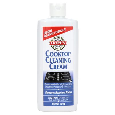 HOPE'S Cooktop Cleaning Cream, Fast Acting No-Rinse Cooktop Cleaner for Glass Ceramic Cooktops and Stoves, Removes Burnt-on Stains, 10 Oz Net Weight (8 Fl Oz), Pack of 1