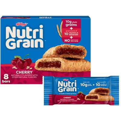 Nutri-Grain Breakfast Bars, Made with 10g Whole Grains, Snack Bars, Cherry, 10.4oz Box (8 Count)