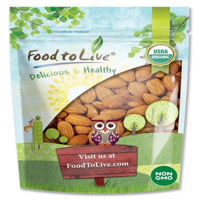 Food to Live - Organic Imported Raw Almonds, 3 Pounds Non-GMO, Whole, No Shell, Unpasteurized, Unsalted, Vegan, Kosher, Keto-Friendly