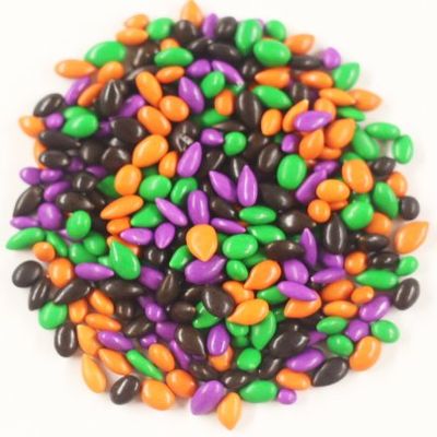 Scott's Cakes Halloween Mix Chocolate Covered Sunflower Seeds in a 1 Pound Clear Cello Bag