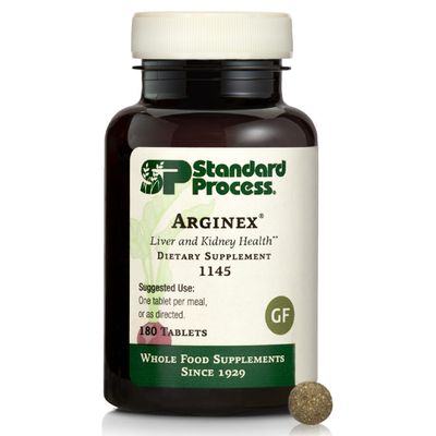 Standard Process Inc. Arginex - Whole Food Formula for Body Cleanse Organs - Liver Support and Kidney Health Supplement with Vitamin A, Oat Flour, Buckwheat and Ascorbic Acid - 180 Tablets
