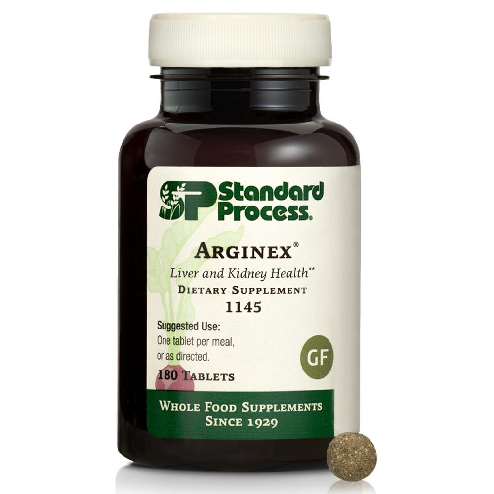 Standard Process Inc. Arginex - Whole Food Formula for Body Cleanse Organs - Liver Support and Kidney Health Supplement with Vitamin A, Oat Flour, Buckwheat and Ascorbic Acid - 180 Tablets