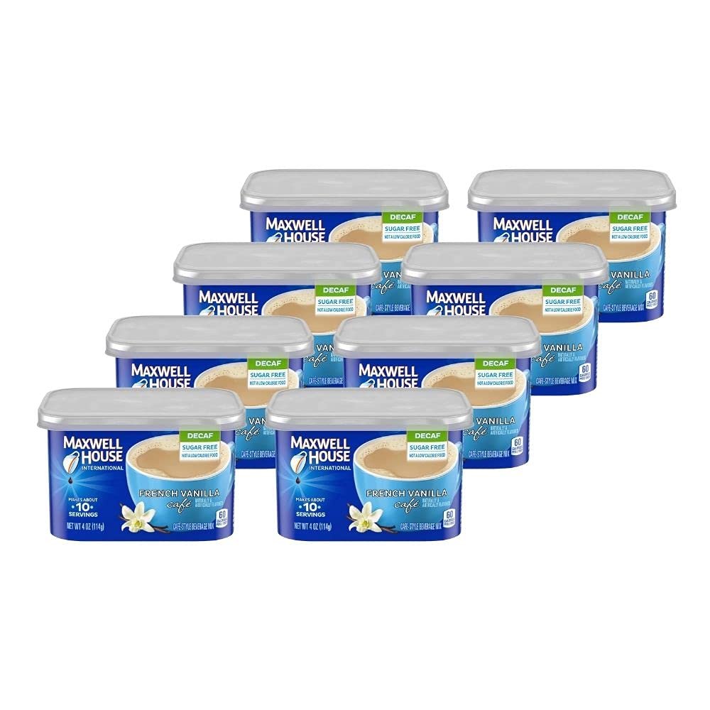 Maxwell House International Sugar-Free French Vanilla Decaffeinated Instant Coffee,4 Ounce (Pack of 8)
