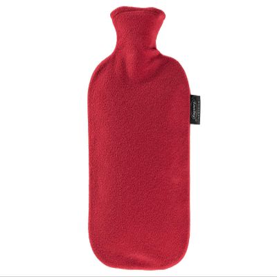Fashy Hot Water Bottle with Fleece Cover Cranberry - Made in Germany