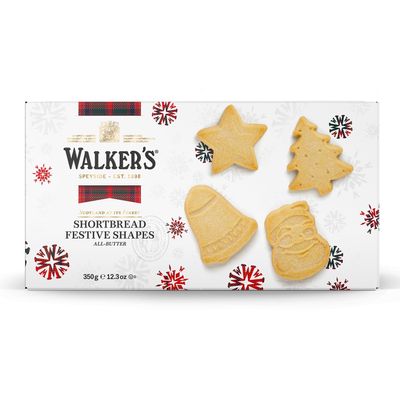 Walkers Assorted Shortbread Cookies in Festive Shapes - Includes Christmas Tree, Bell, Star and Santa Claus Shaped Christmas Cookies